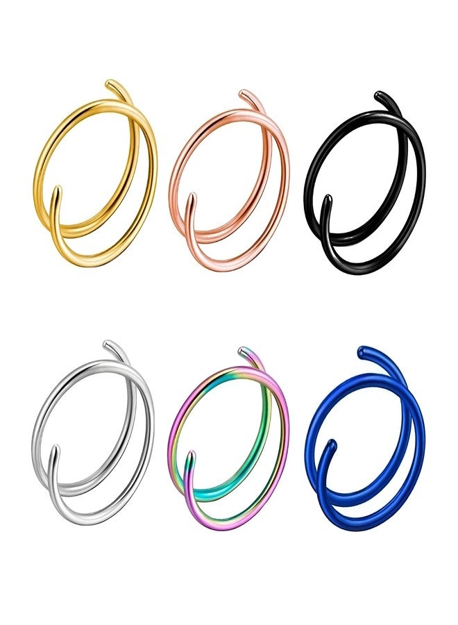 Decentraland Stainless Steel Spiral Nose Ring Double Hoop Nose Ring Single Pierced Nose Piercing for Women Hypoallergenic - Image 1